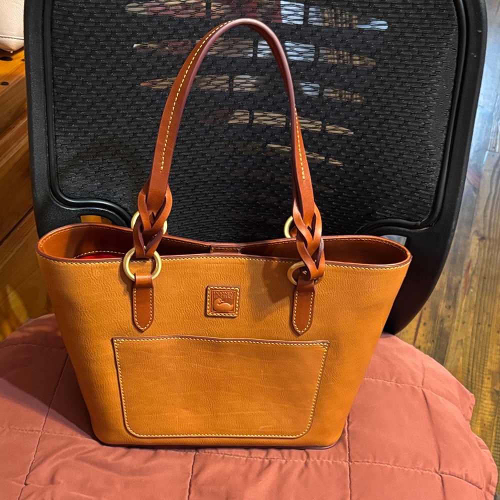 Dooney & Bourke Saddle Brown Leather Tote with Braided Straps